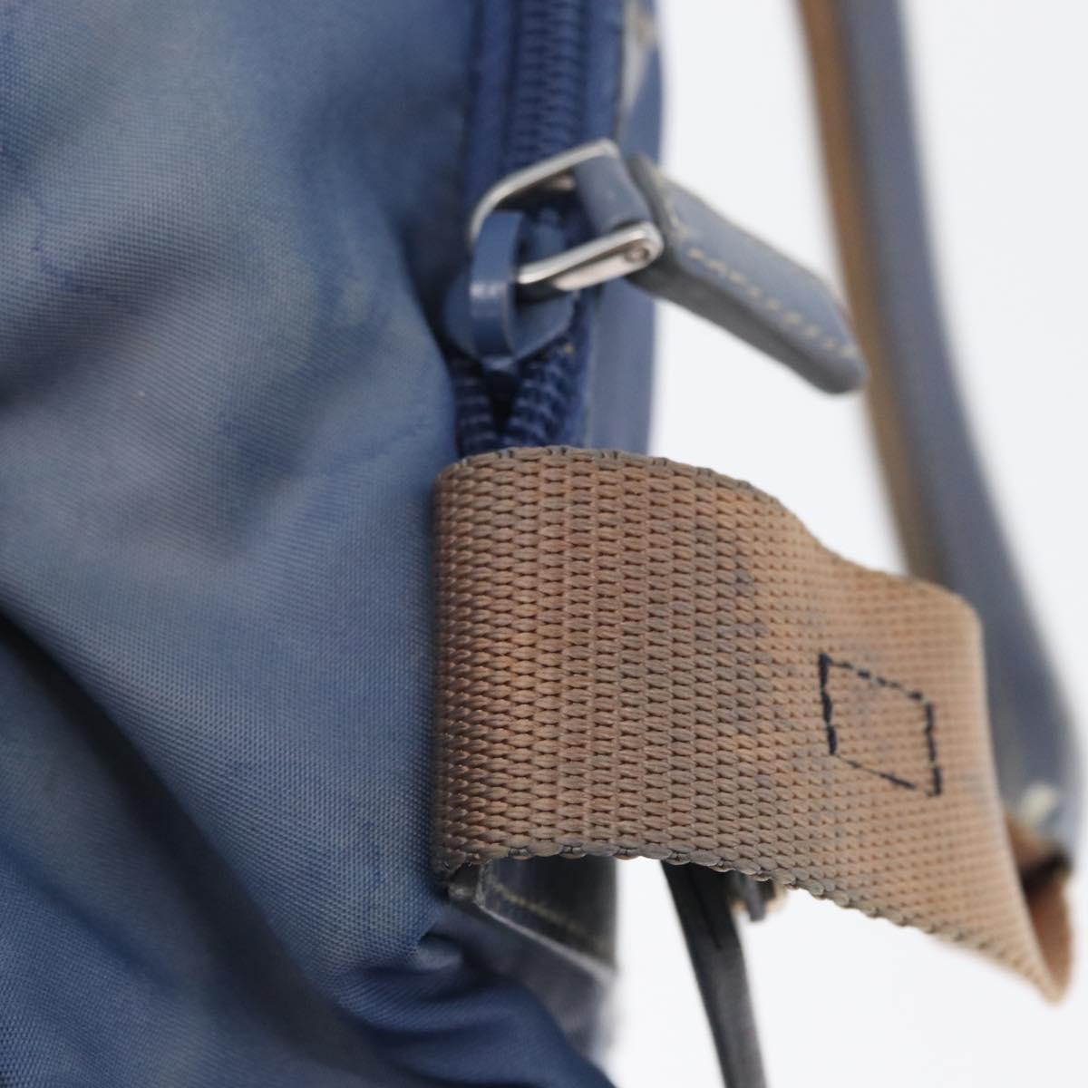 PRADA Hand Bag Nylon Blue Silver Auth mr2051