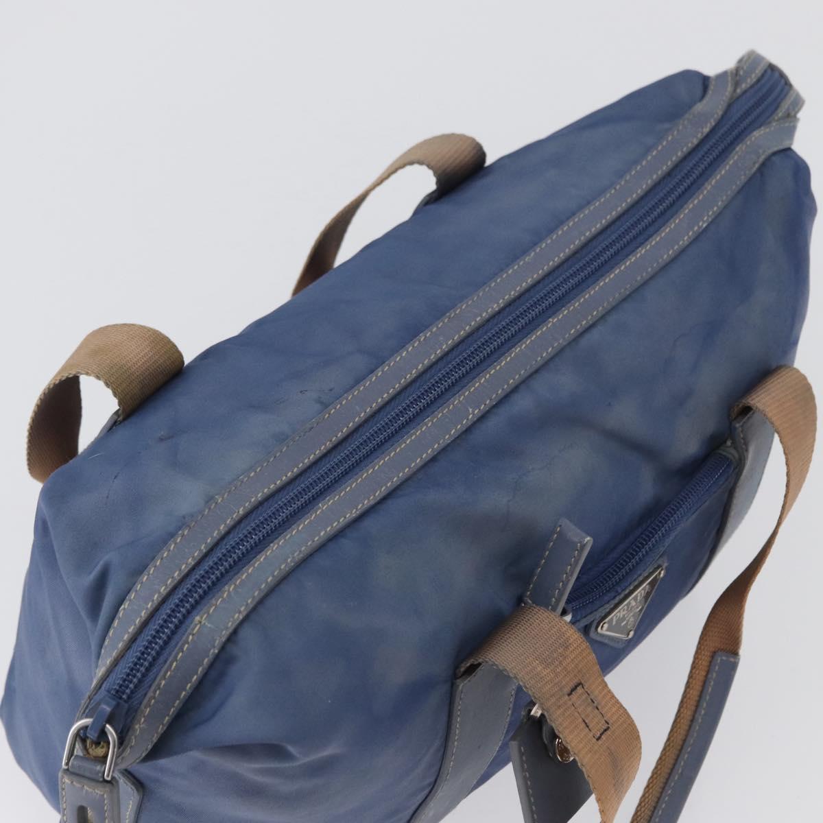 PRADA Hand Bag Nylon Blue Silver Auth mr2051