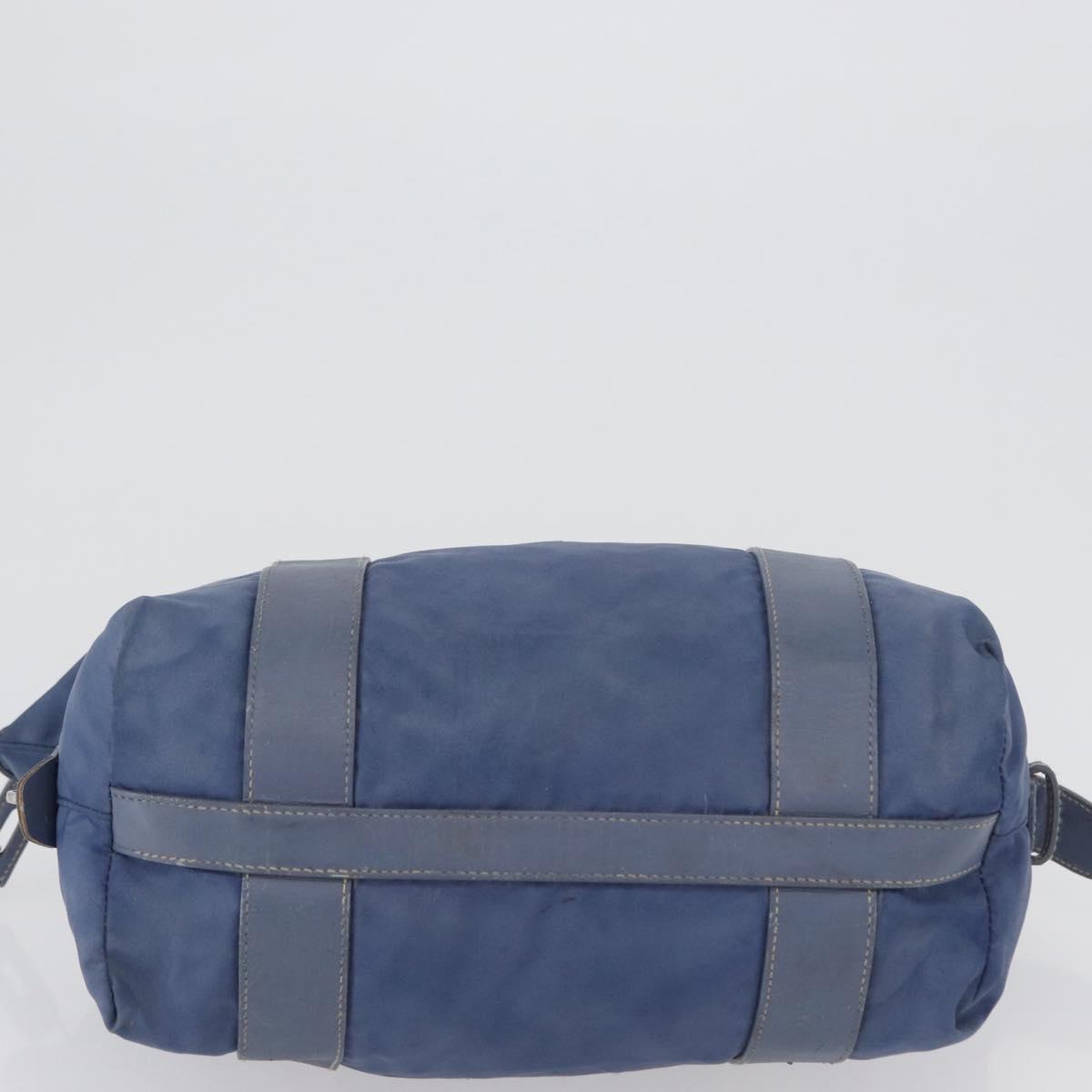 PRADA Hand Bag Nylon Blue Silver Auth mr2051