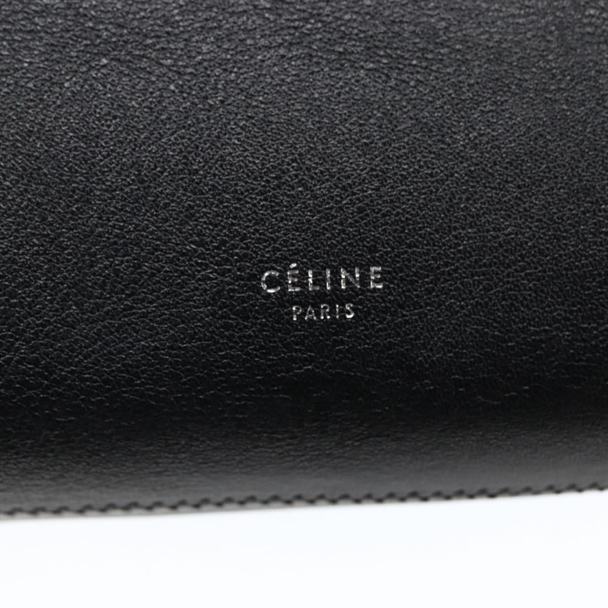 CELINE Studs Hand Bag Leather Black Silver Auth mr2054