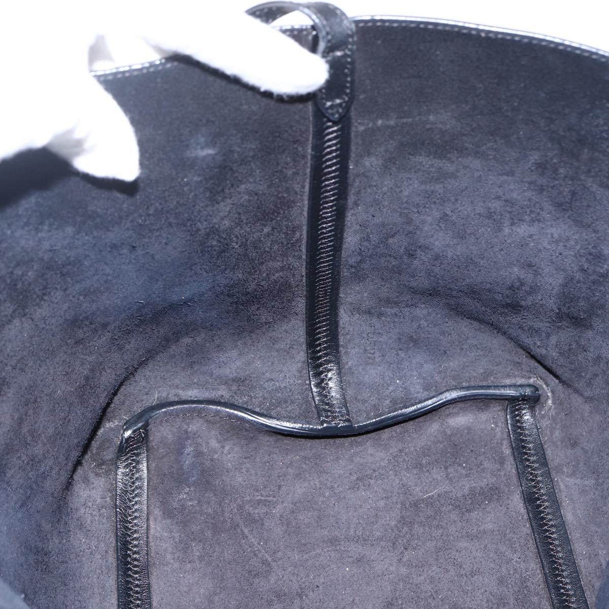 CELINE Studs Hand Bag Leather Black Silver Auth mr2054