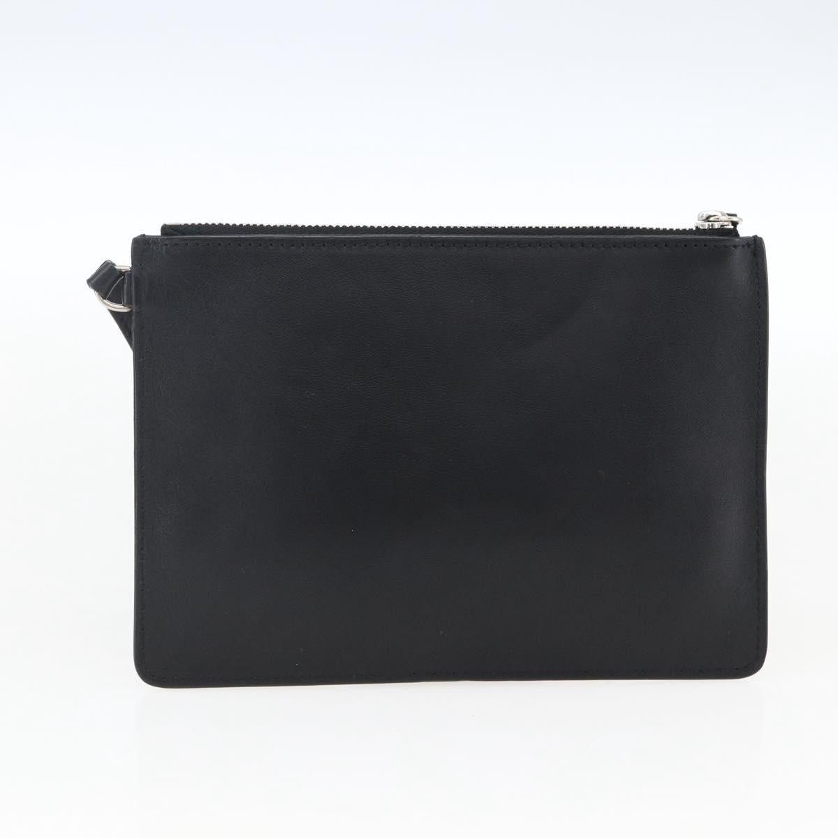 CELINE Studs Hand Bag Leather Black Silver Auth mr2054