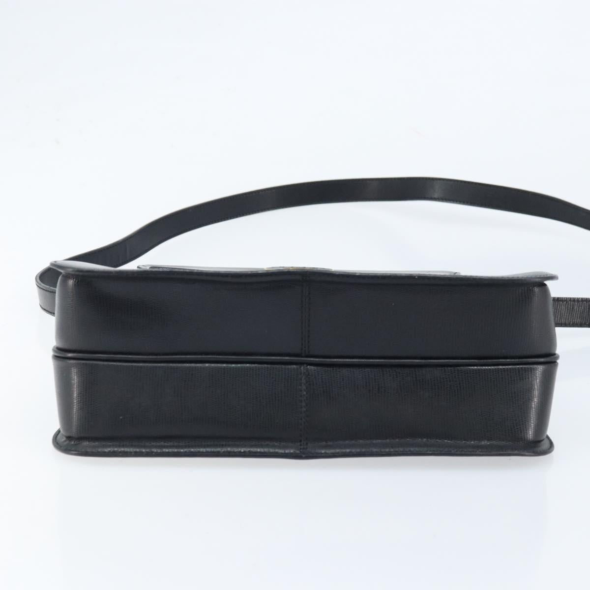 CELINE Hand Bag Leather 2way Black Gold Auth mr2055