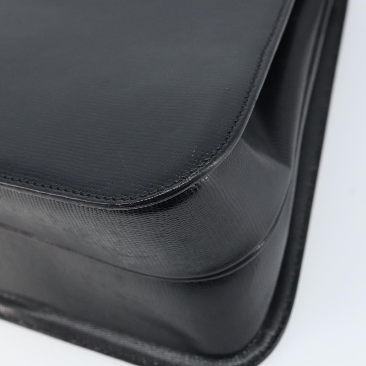 CELINE Hand Bag Leather 2way Black Gold Auth mr2055