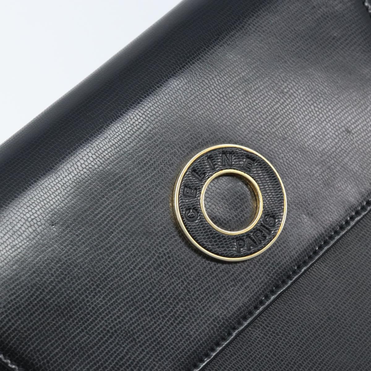 CELINE Hand Bag Leather 2way Black Gold Auth mr2055