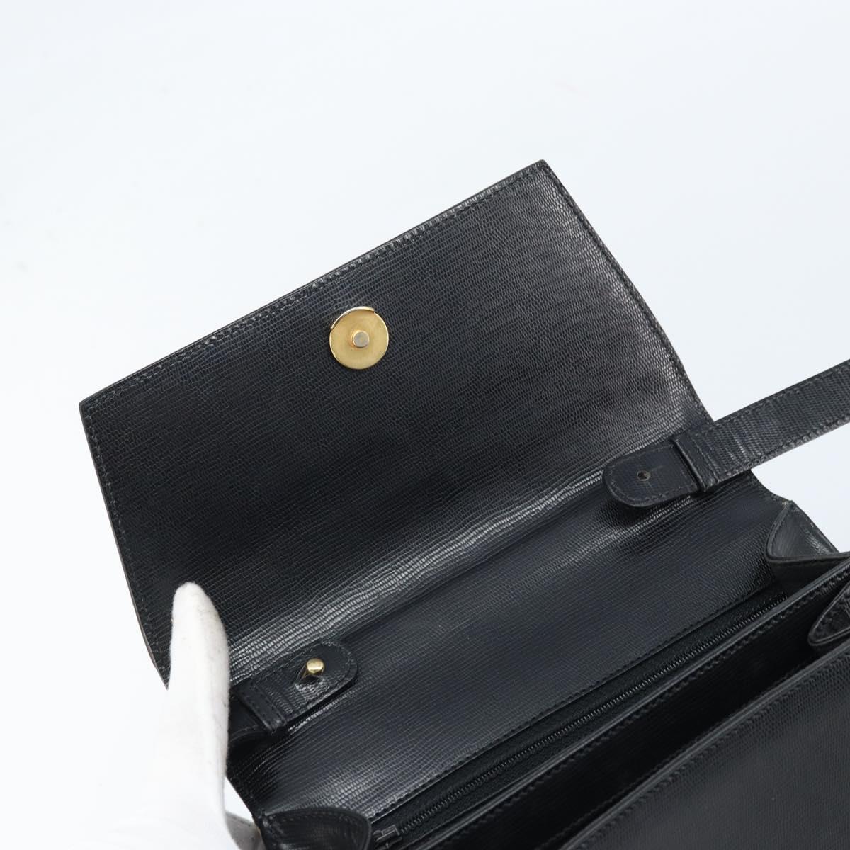 CELINE Hand Bag Leather 2way Black Gold Auth mr2055
