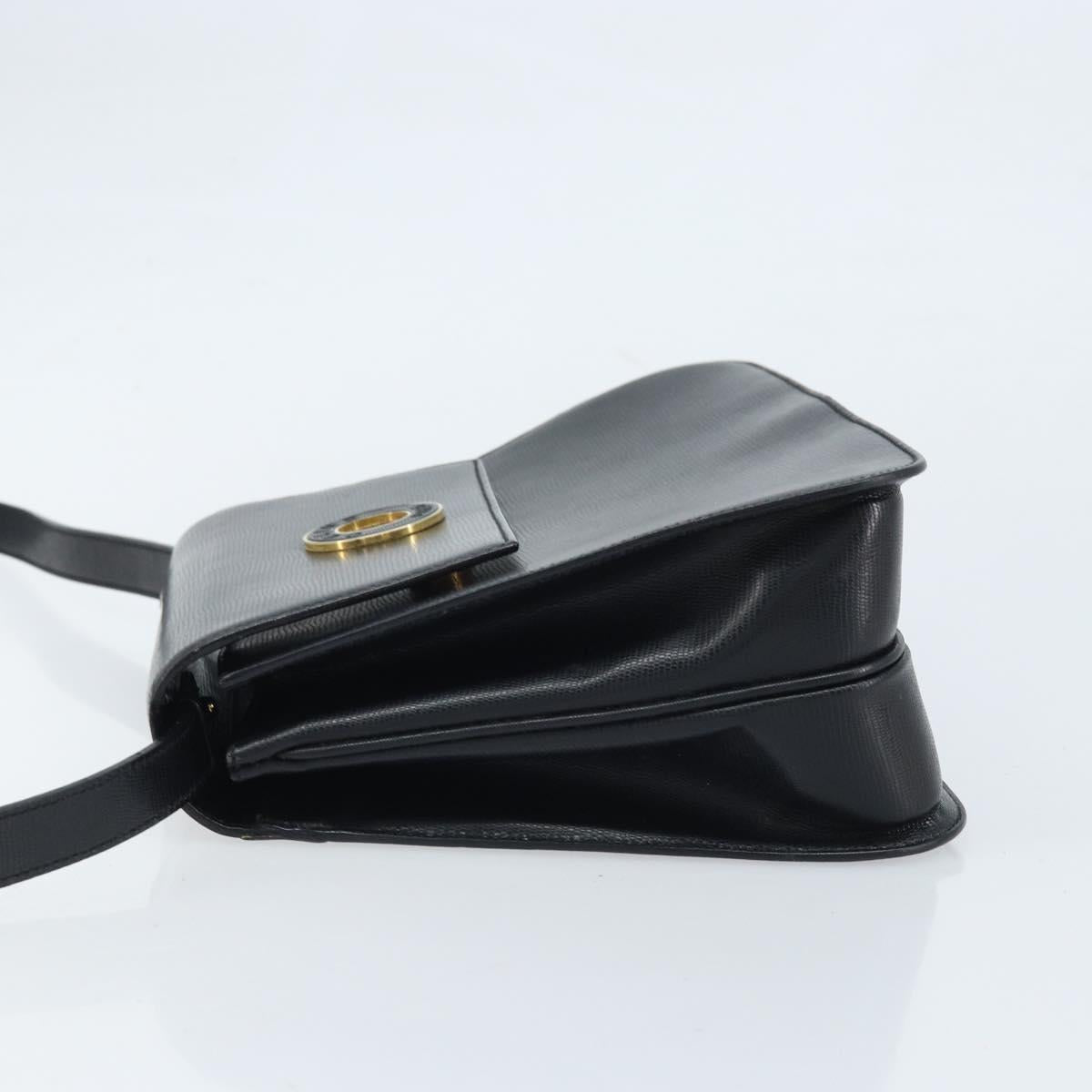 CELINE Hand Bag Leather 2way Black Gold Auth mr2055