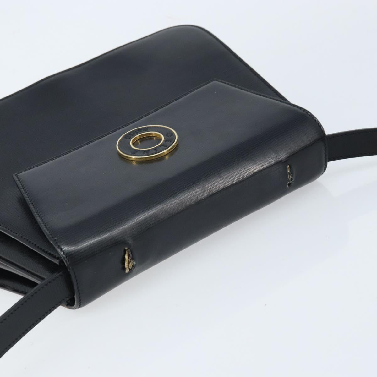 CELINE Hand Bag Leather 2way Black Gold Auth mr2055