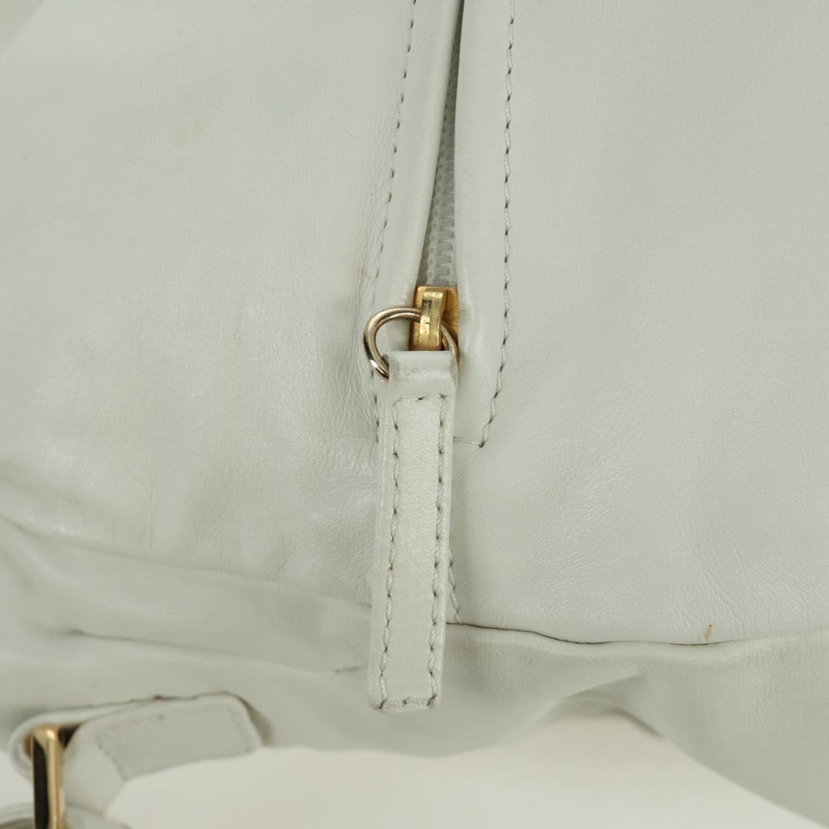 CHANEL Hand Bag Leather 2way White Gold CC Auth mr2057V
