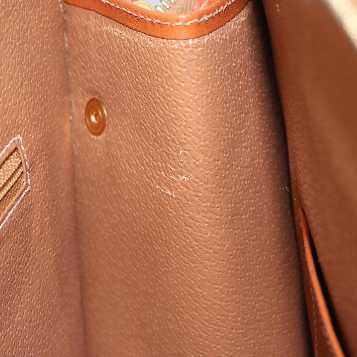 CELINE Macadam Canvas Hand Bag PVC Leather Brown Gold Auth mr2058