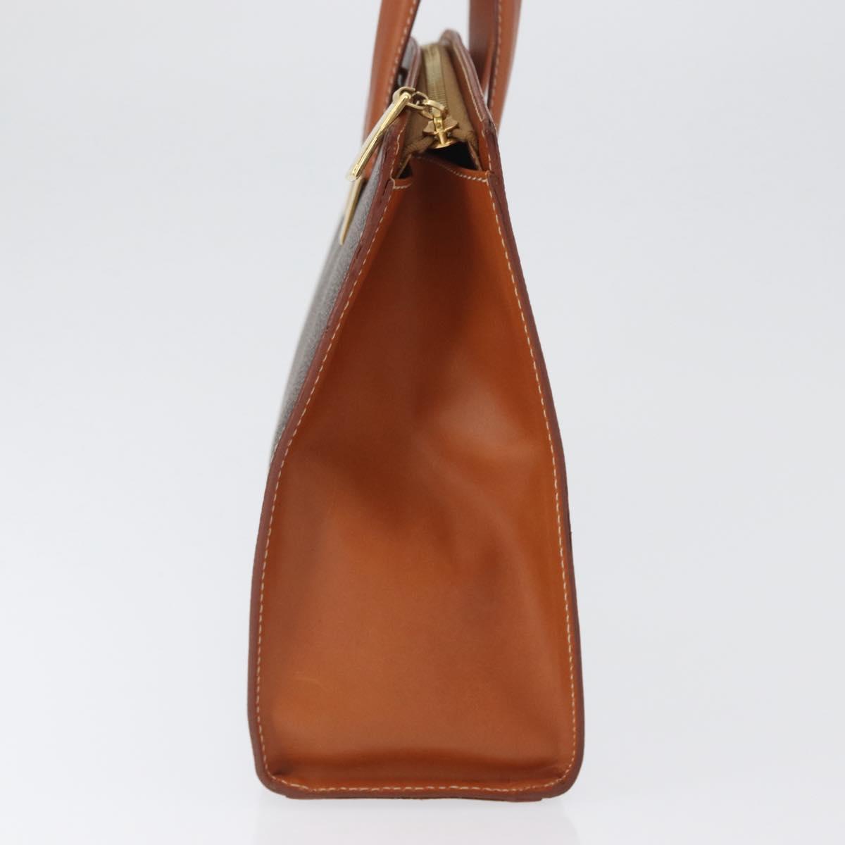 CELINE Macadam Canvas Hand Bag PVC Leather Brown Gold Auth mr2058