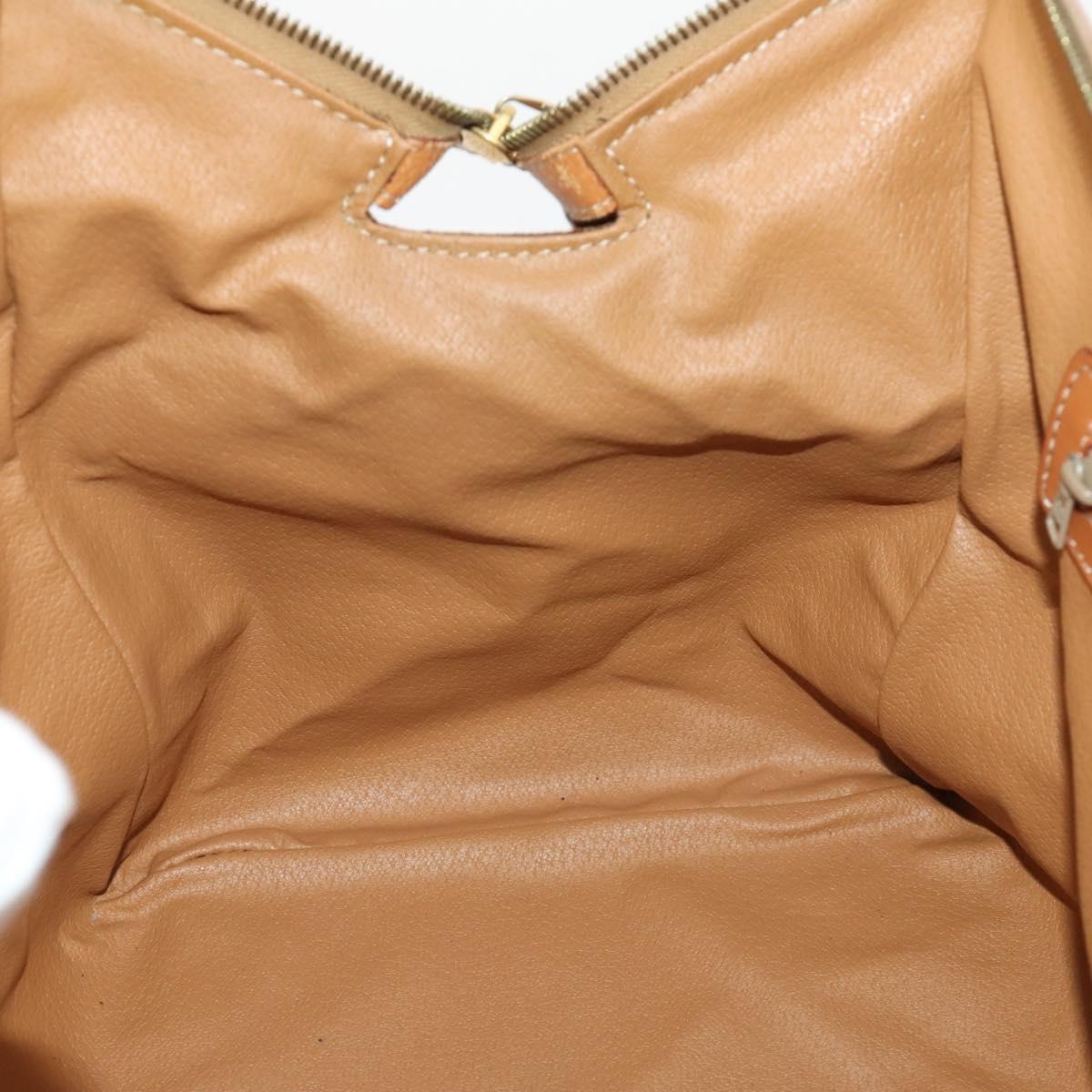 CELINE Macadam Canvas Boston Bag PVC Leather Brown Gold Auth mr2062