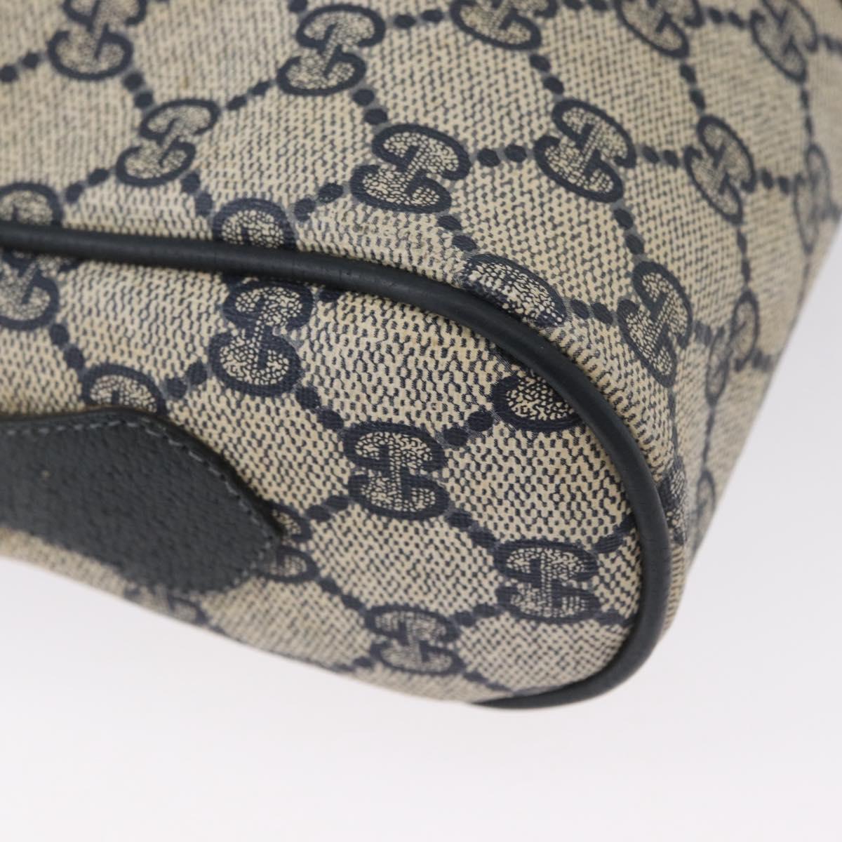 GUCCI GG Supreme Sherry Line Shoulder Bag PVC Navy Gold 120 02 004 Auth mr2064