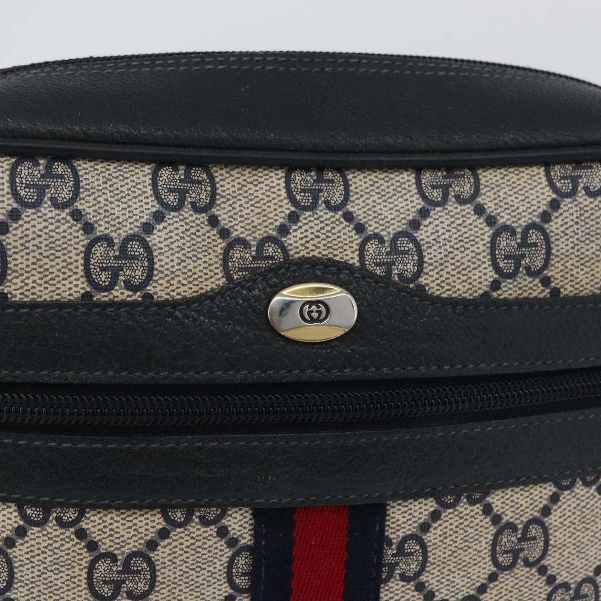 GUCCI GG Supreme Sherry Line Shoulder Bag PVC Navy Gold 120 02 004 Auth mr2064