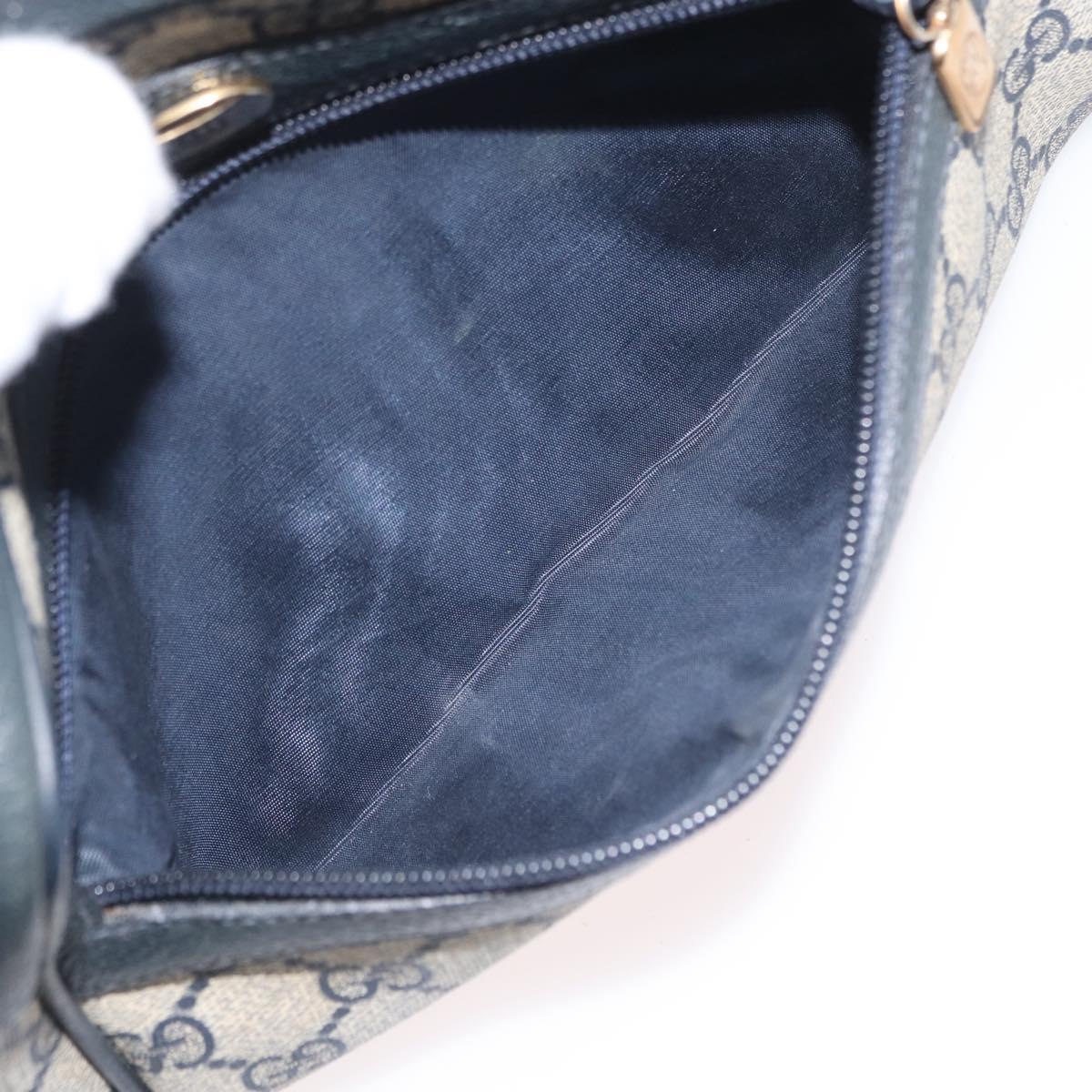 GUCCI GG Supreme Sherry Line Shoulder Bag PVC Navy Gold 120 02 004 Auth mr2064