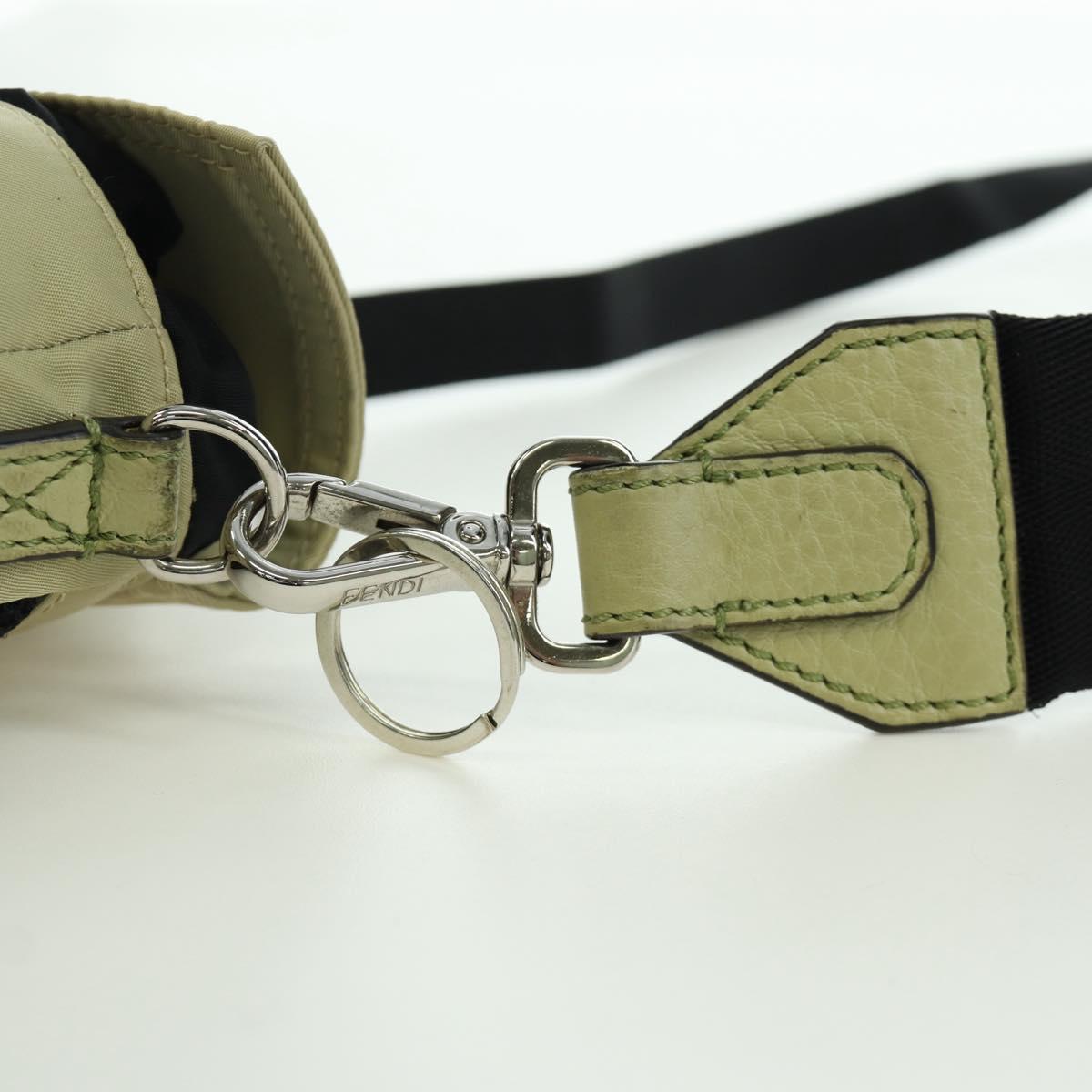FENDI Fendines Shoulder Bag Nylon Green Silver Auth mr2067V
