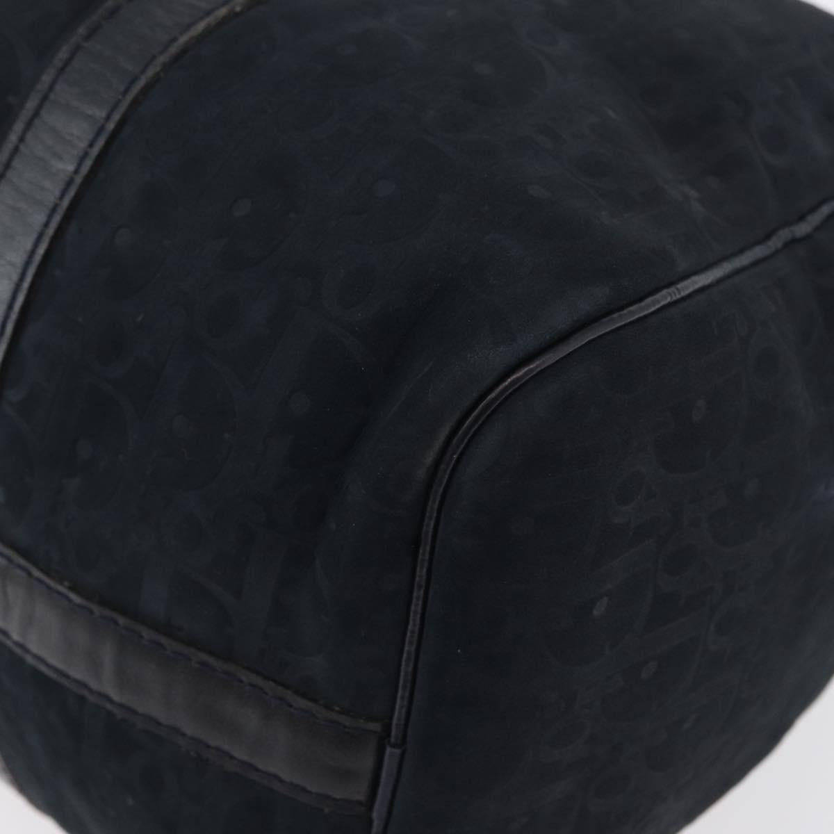 Christian Dior Boston Bag Suede Navy Silver Auth mr2069