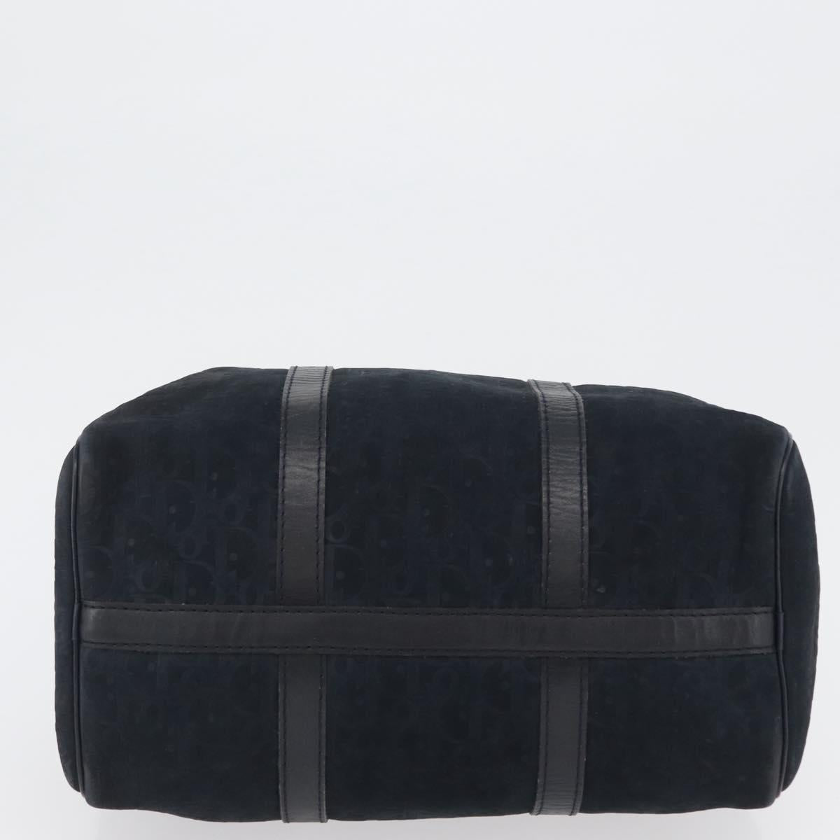 Christian Dior Boston Bag Suede Navy Silver Auth mr2069