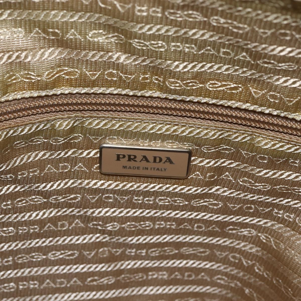 PRADA Shoulder Bag Nylon Beige Silver Auth mr2076