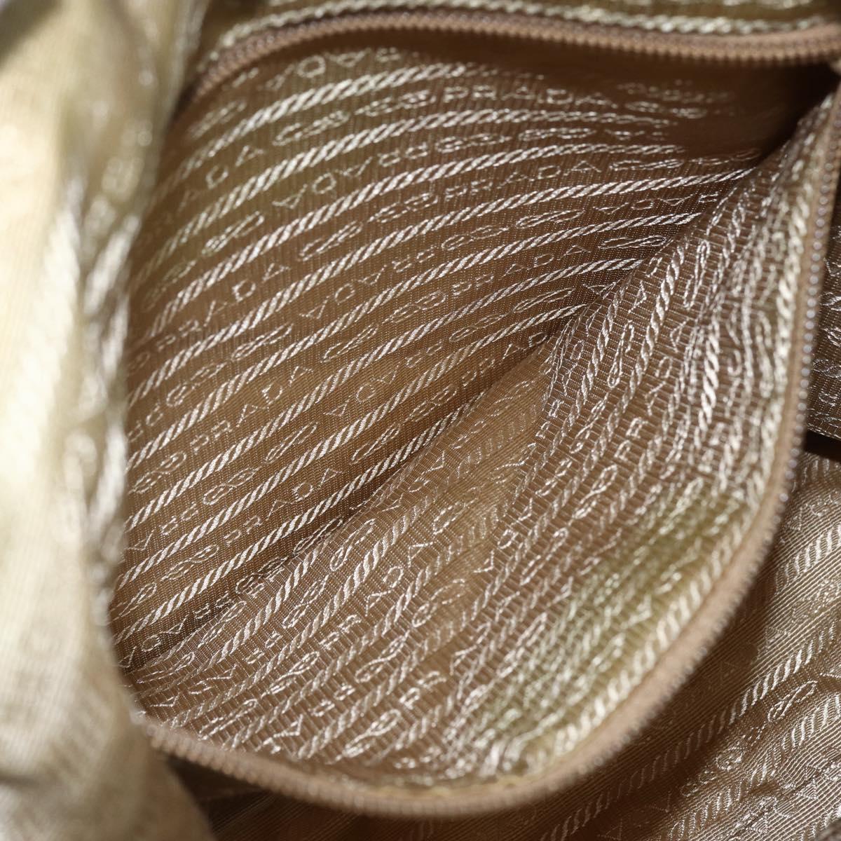 PRADA Shoulder Bag Nylon Beige Silver Auth mr2076