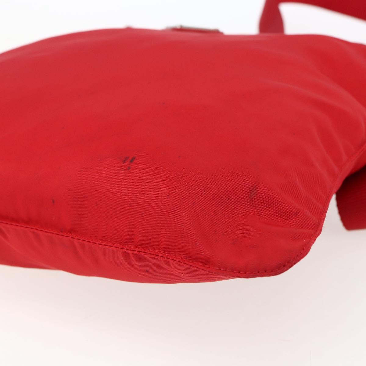 PRADA Shoulder Bag Nylon Red Silver Auth mr2077