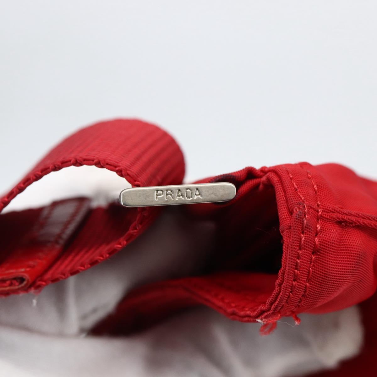 PRADA Shoulder Bag Nylon Red Silver Auth mr2077