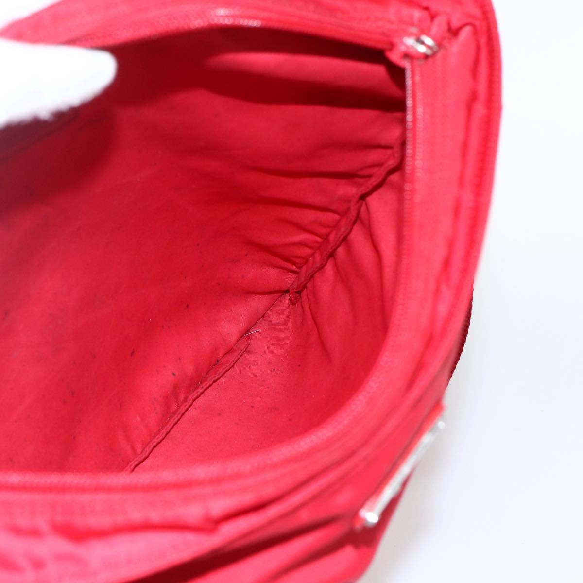 PRADA Shoulder Bag Nylon Red Silver Auth mr2077