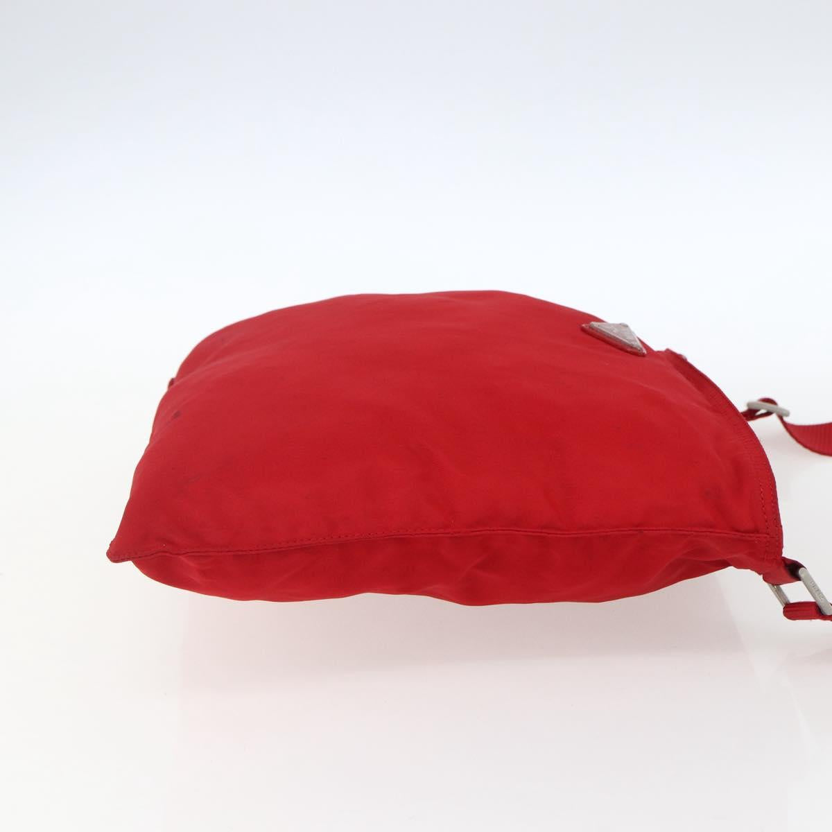 PRADA Shoulder Bag Nylon Red Silver Auth mr2077