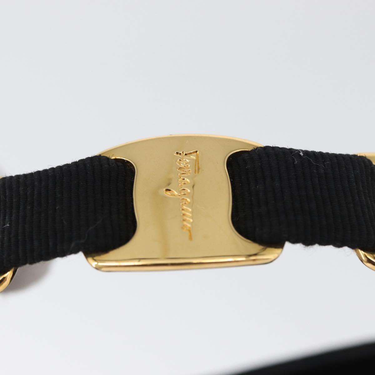 Salvatore Ferragamo Vala Hand Bag Canvas Black Gold Auth mr2078