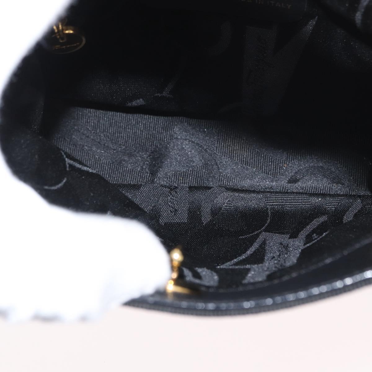 Salvatore Ferragamo Vala Hand Bag Canvas Black Gold Auth mr2078