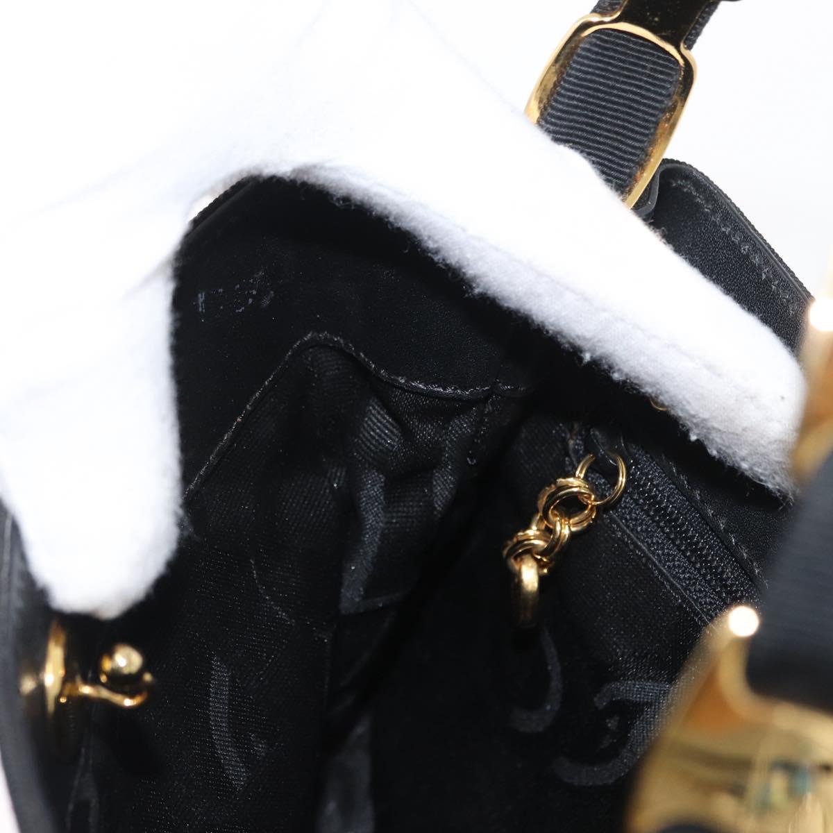 Salvatore Ferragamo Vala Hand Bag Canvas Black Gold Auth mr2078