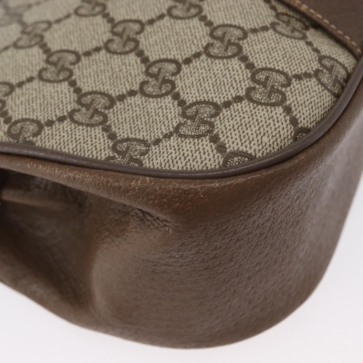 GUCCI Web Sherry Line GG Supreme Bag PVC Beige Gold 66 02 024 Auth mr2084