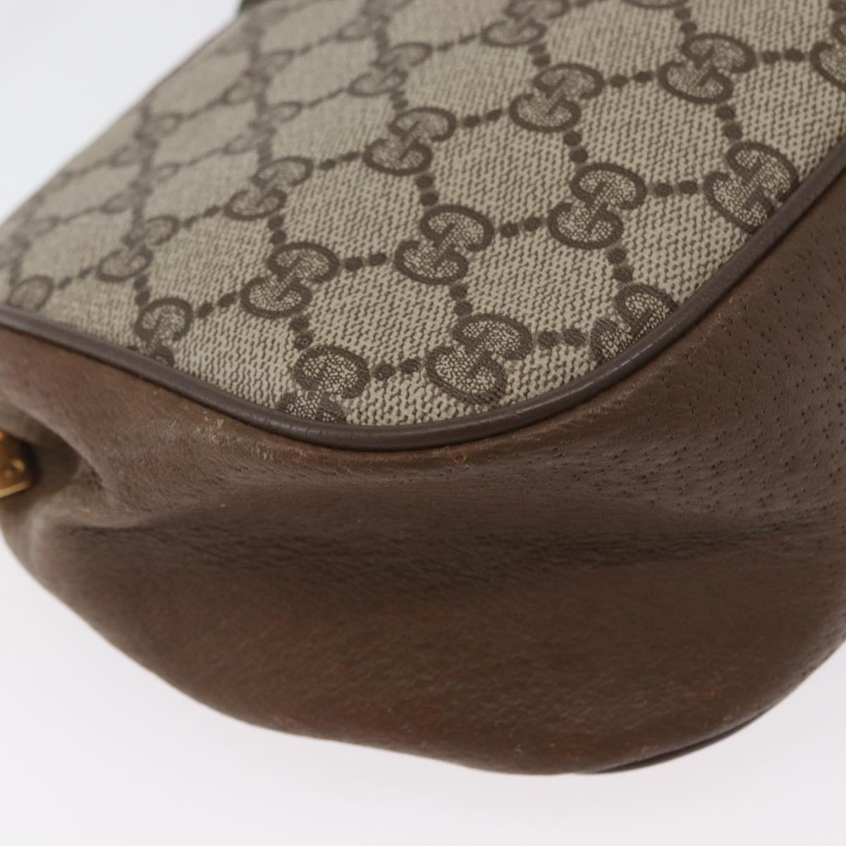 GUCCI Web Sherry Line GG Supreme Bag PVC Beige Gold 66 02 024 Auth mr2084