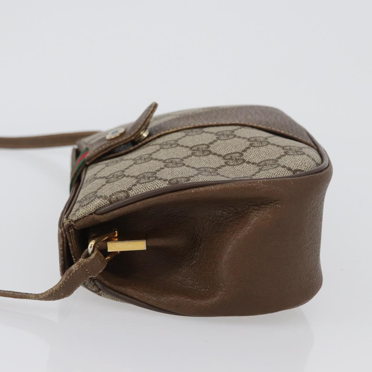 GUCCI Web Sherry Line GG Supreme Bag PVC Beige Gold 66 02 024 Auth mr2084