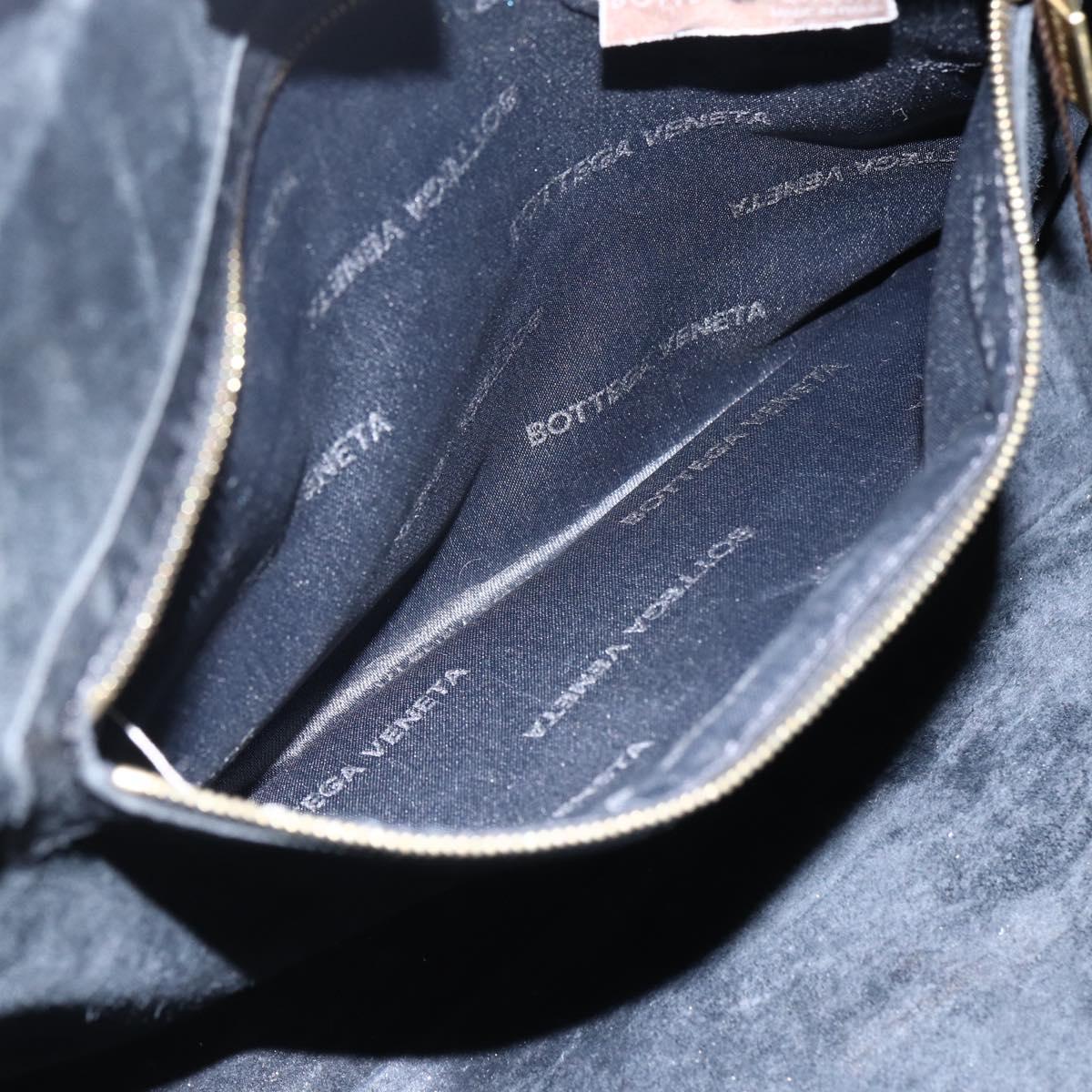 BOTTEGA VENETA INTRECCIATO Hand Bag Leather Black Gold Auth mr2087