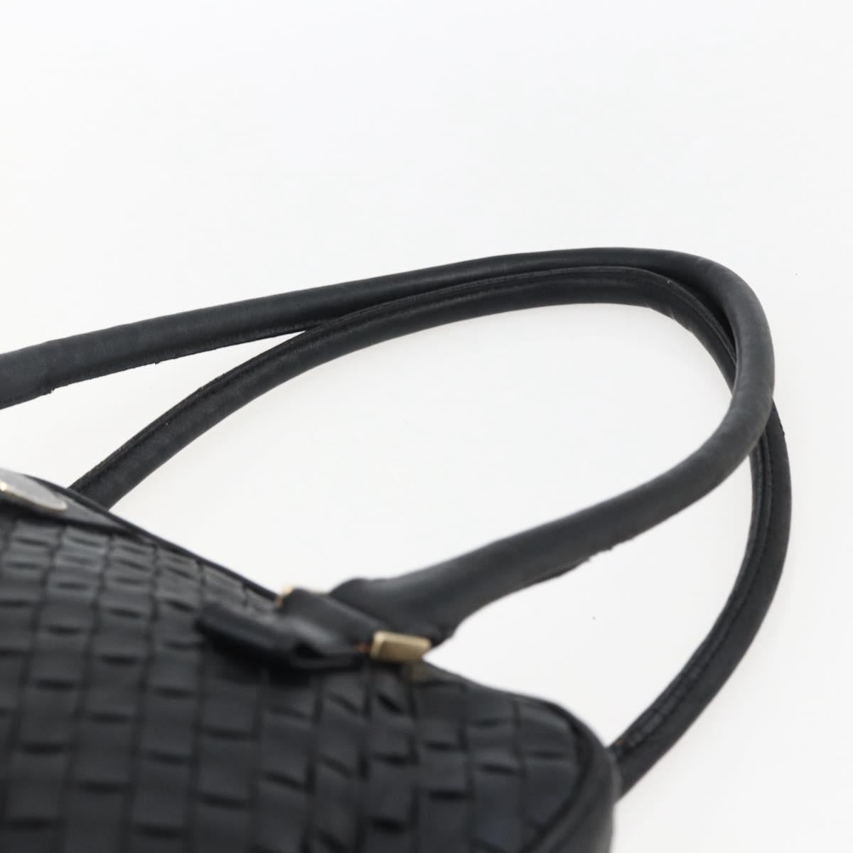 BOTTEGA VENETA INTRECCIATO Hand Bag Leather Black Gold Auth mr2087