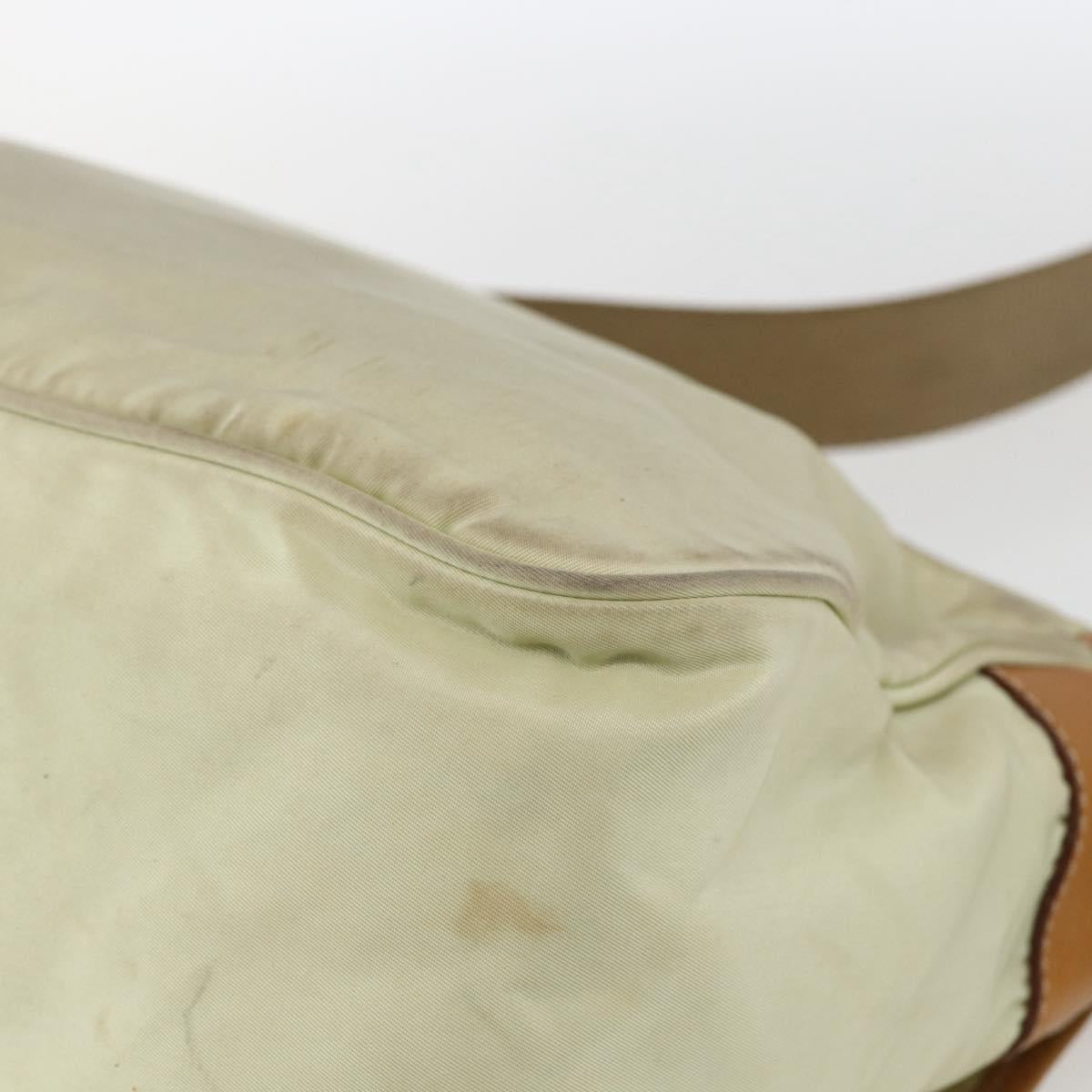 PRADA Shoulder Bag Nylon Beige Silver Auth mr2090