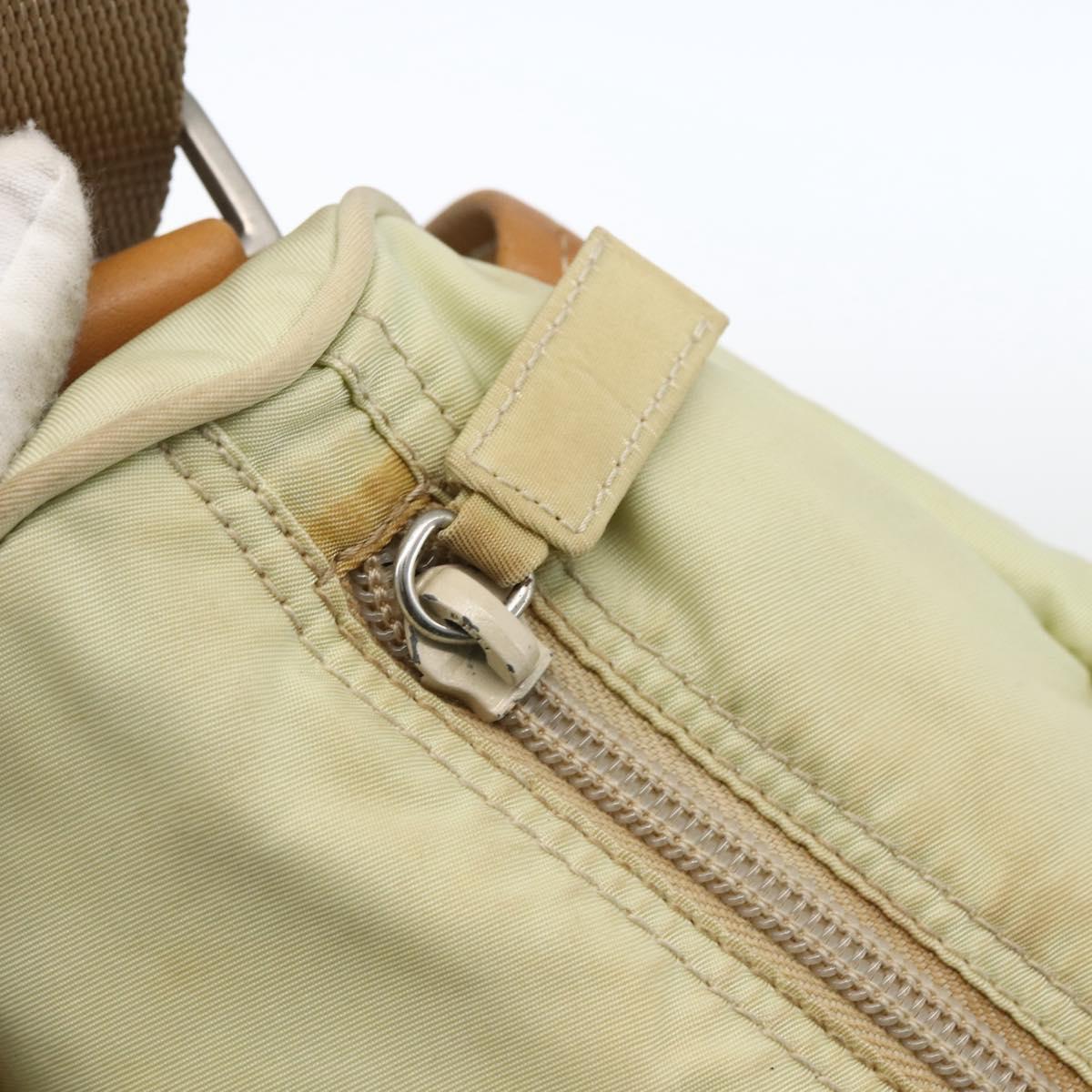 PRADA Shoulder Bag Nylon Beige Silver Auth mr2090
