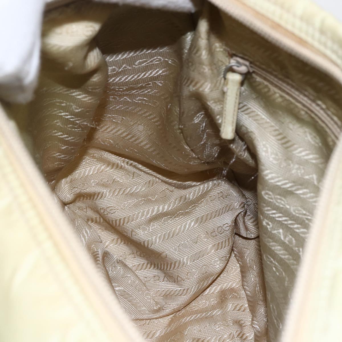 PRADA Shoulder Bag Nylon Beige Silver Auth mr2090