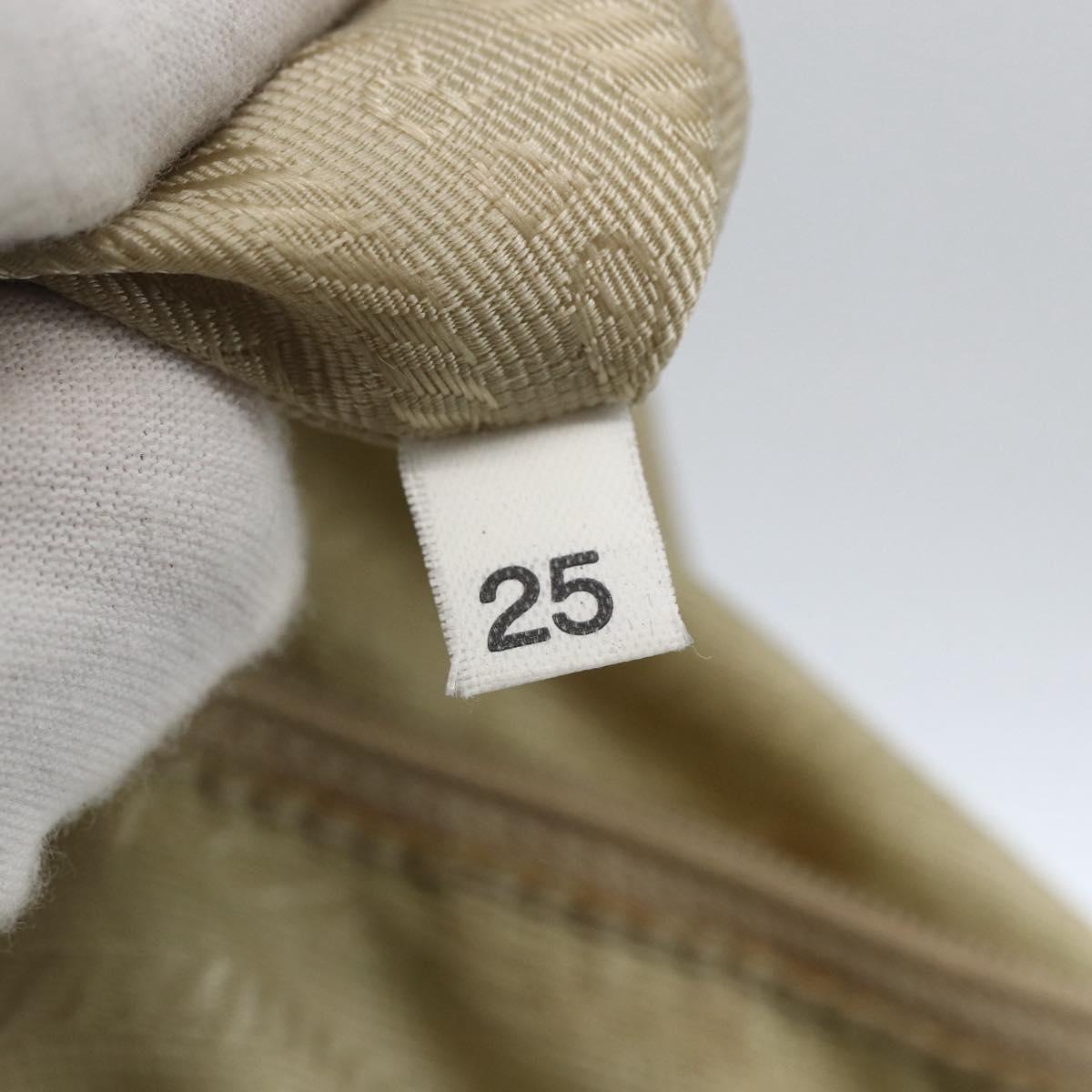 PRADA Shoulder Bag Nylon Beige Silver Auth mr2090