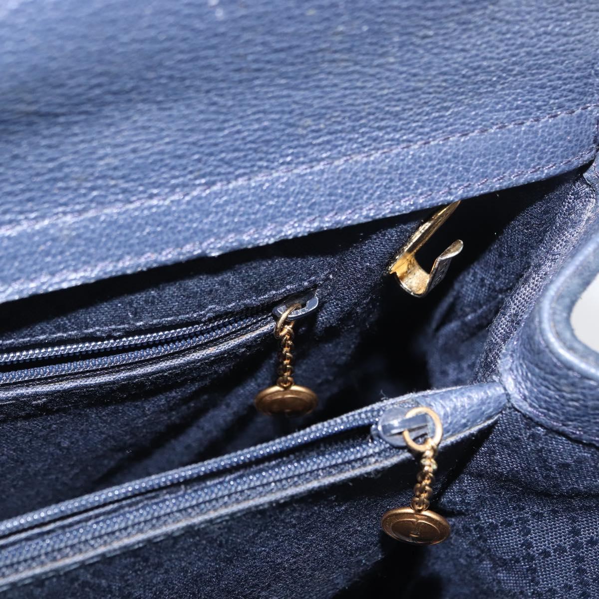 GUCCI Bamboo Hand Bag Suede Navy Gold 002 123 0322 Auth mr2091