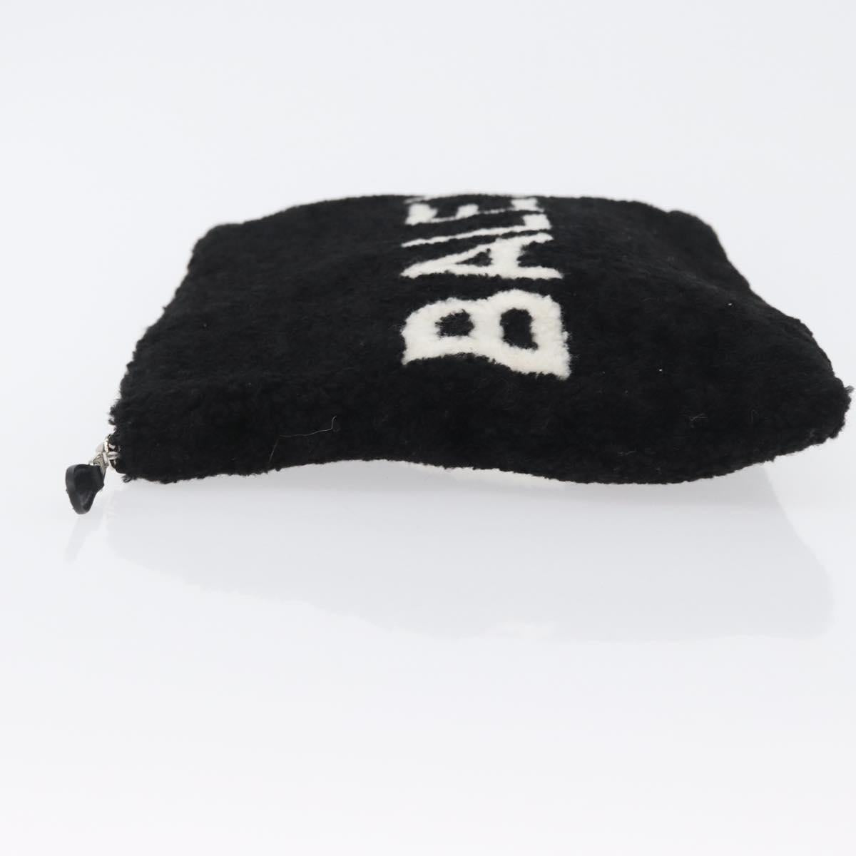 BALENCIAGA Clutch Bag knitted Fabrics Black Silver Auth mr2097
