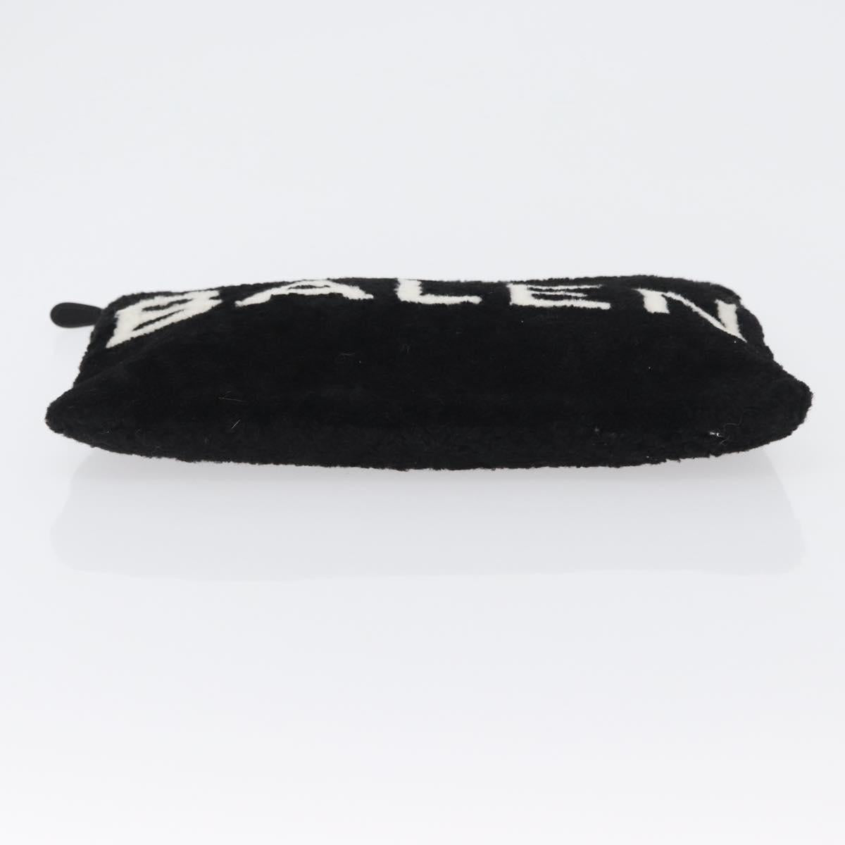BALENCIAGA Clutch Bag knitted Fabrics Black Silver Auth mr2097