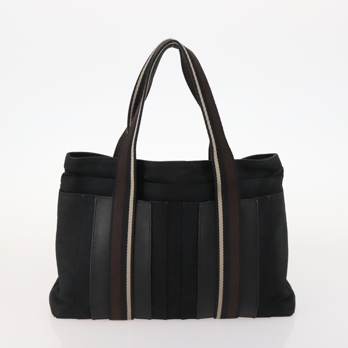 HERMES Fourre Tout Hand Bag Canvas 6 Set Black Gray Auth mr2099