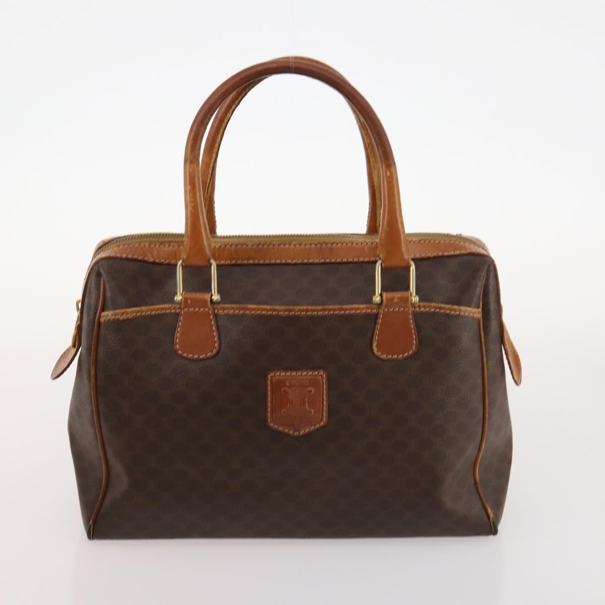 CELINE Macadam Canvas Hand Bag PVC Leather 4 Set Brown Auth mr2100