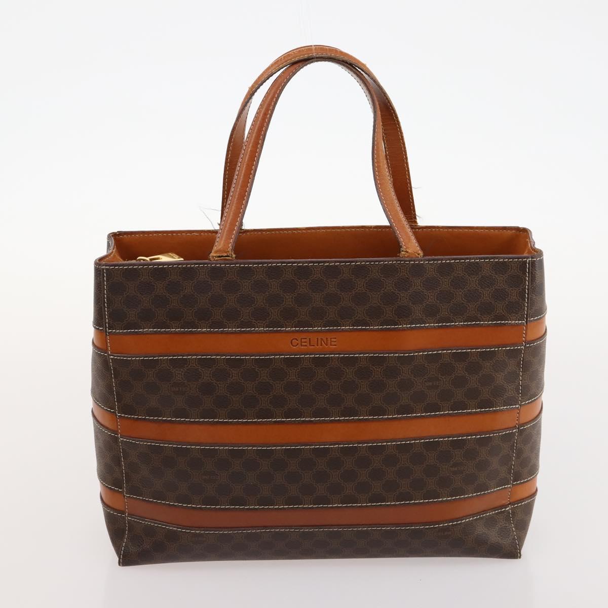 CELINE Macadam Canvas Hand Bag PVC Leather 4 Set Brown Auth mr2100