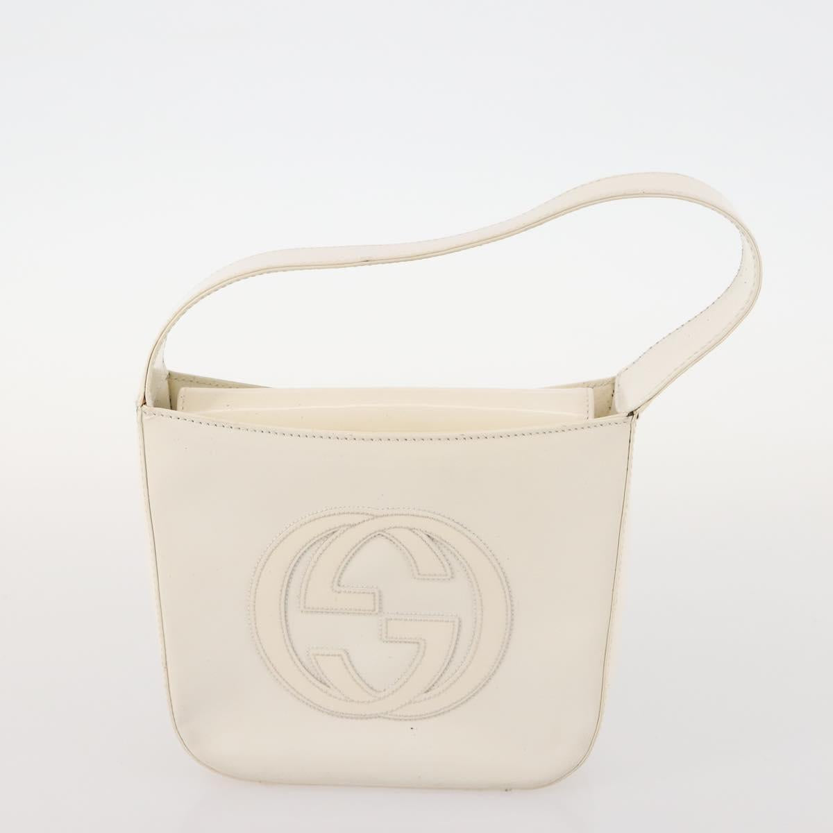 GUCCI Hand Bag Patent leather 2 Set White Green Auth mr2101