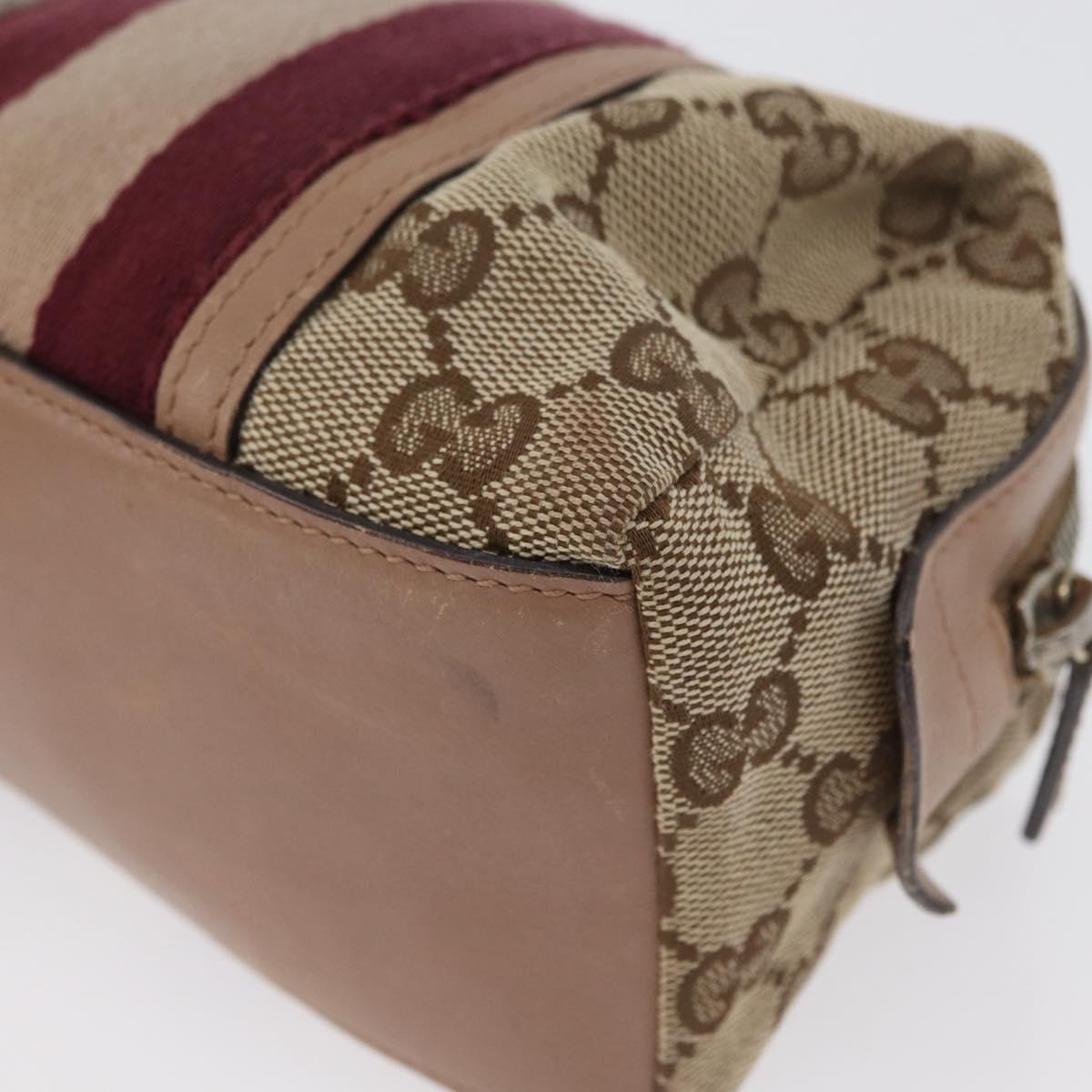 GUCCI GG Canvas Sherry Line Pouch Beige Gold 256636 Auth mr2104