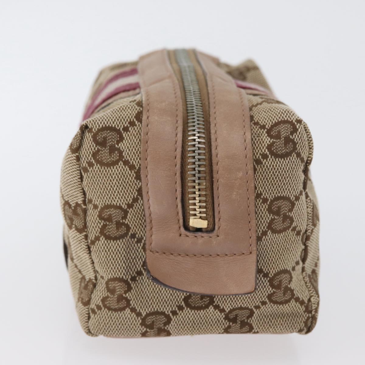 GUCCI GG Canvas Sherry Line Pouch Beige Gold 256636 Auth mr2104