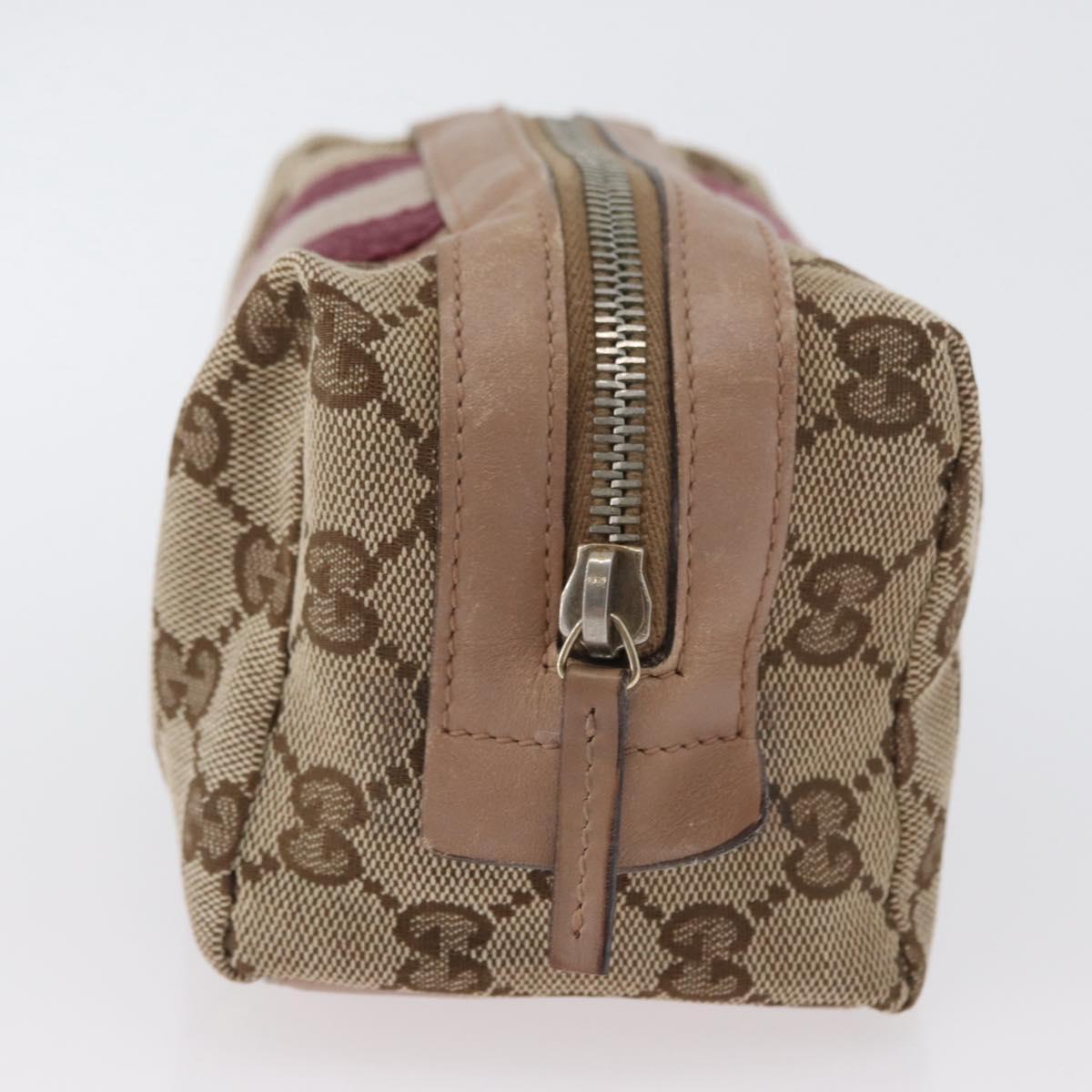 GUCCI GG Canvas Sherry Line Pouch Beige Gold 256636 Auth mr2104